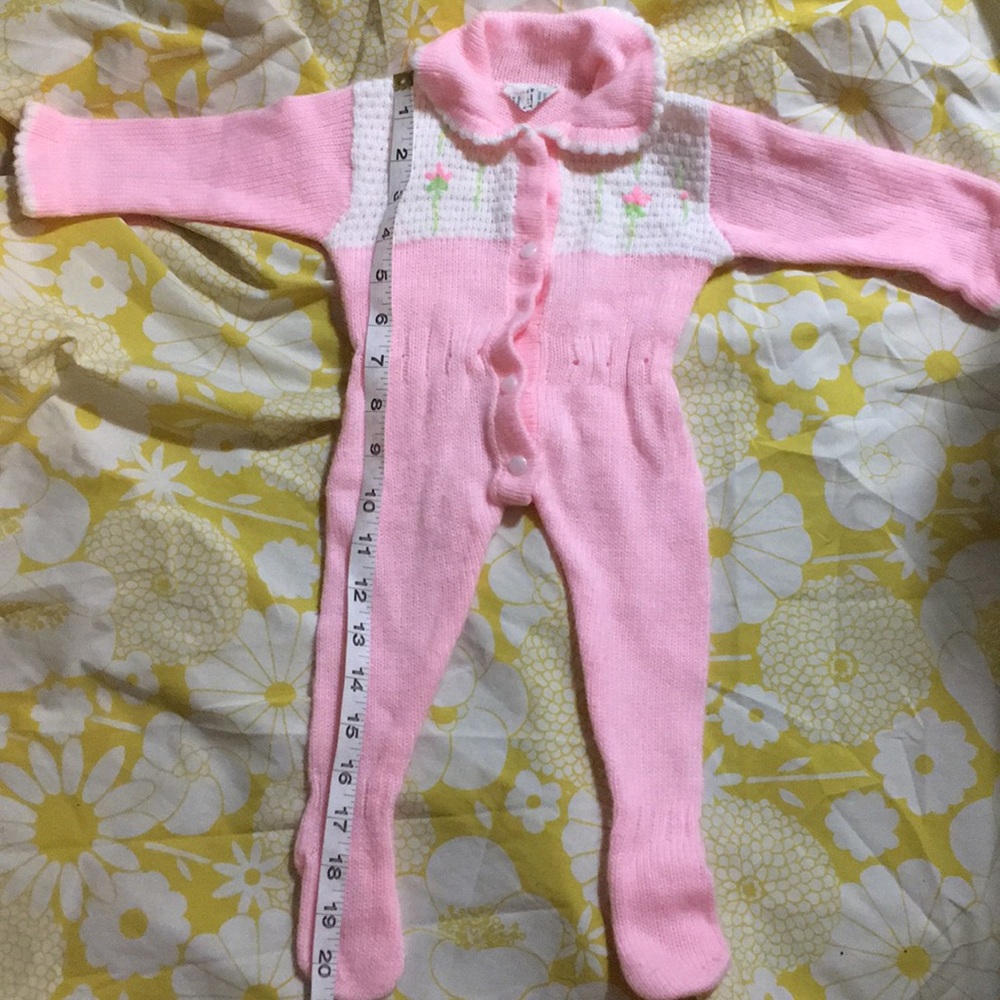 VINTAGE Newborn Confetti Knit Footies